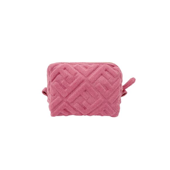 FENDI FF 1974 Cosmetic Pouch Zucca Embossed Terry Cloth - Picture 1 of 13